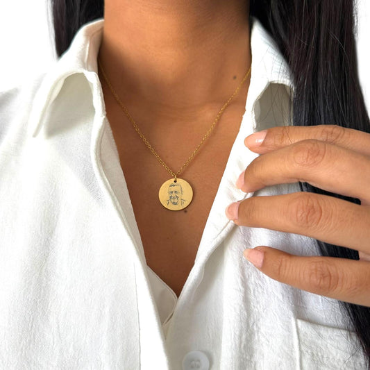 Round Photo Necklace – Custom Engraved Memorial