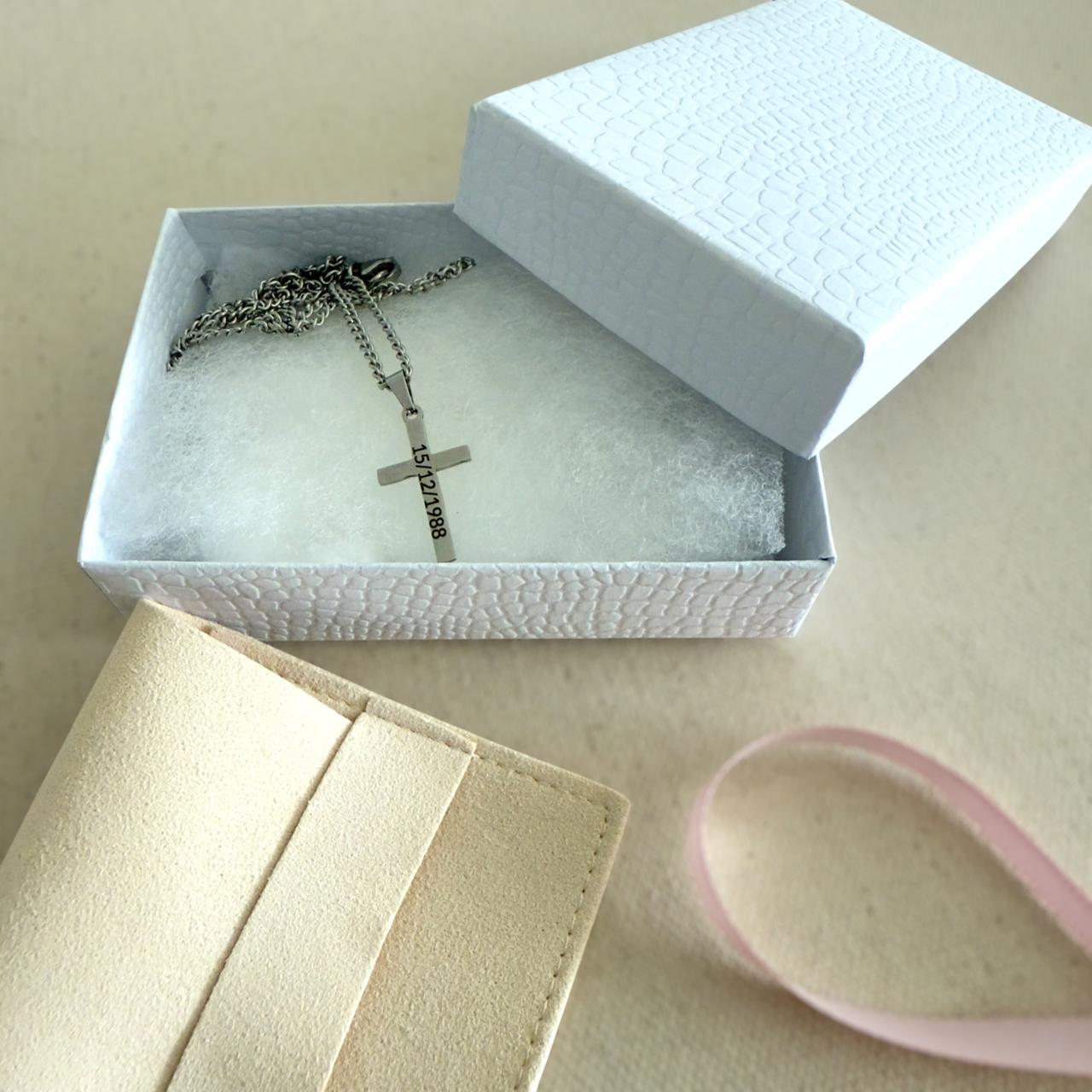 Engraved Cross Necklace – Custom Date or Name