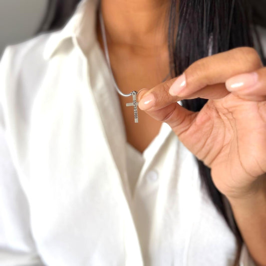 Engraved Cross Necklace – Custom Date or Name