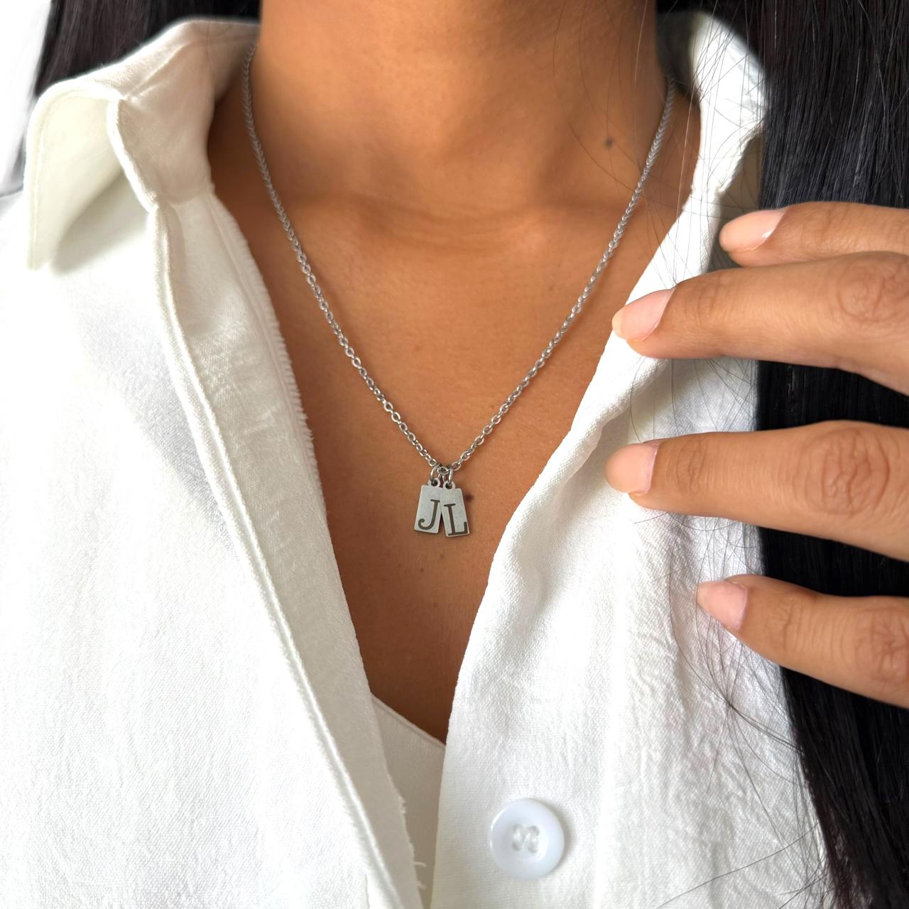 Mini Initial Tag Necklace – Personalized Stainless Steel Pendant