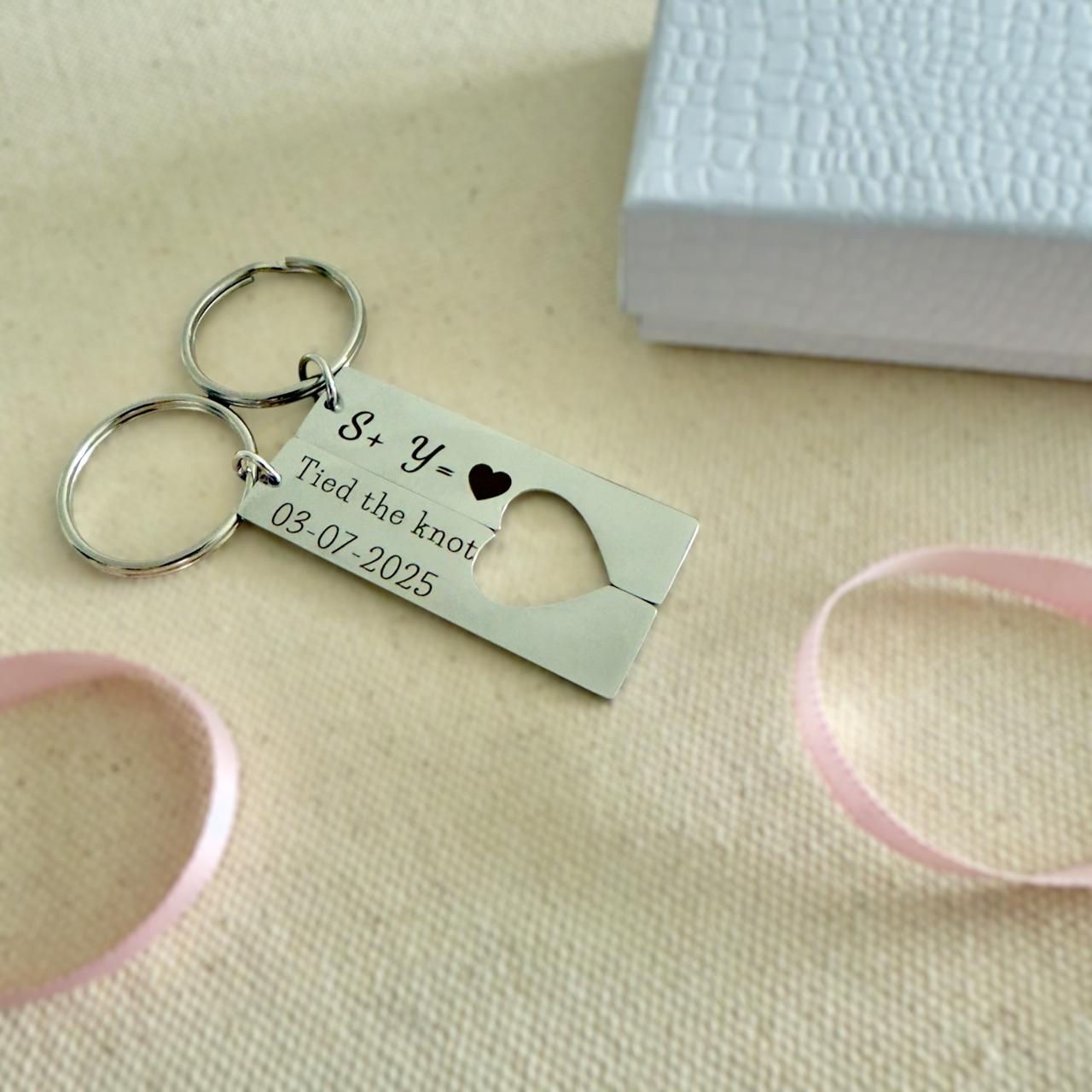 Matching Heart Keychains – “Half of My Heart Lives in You” Set