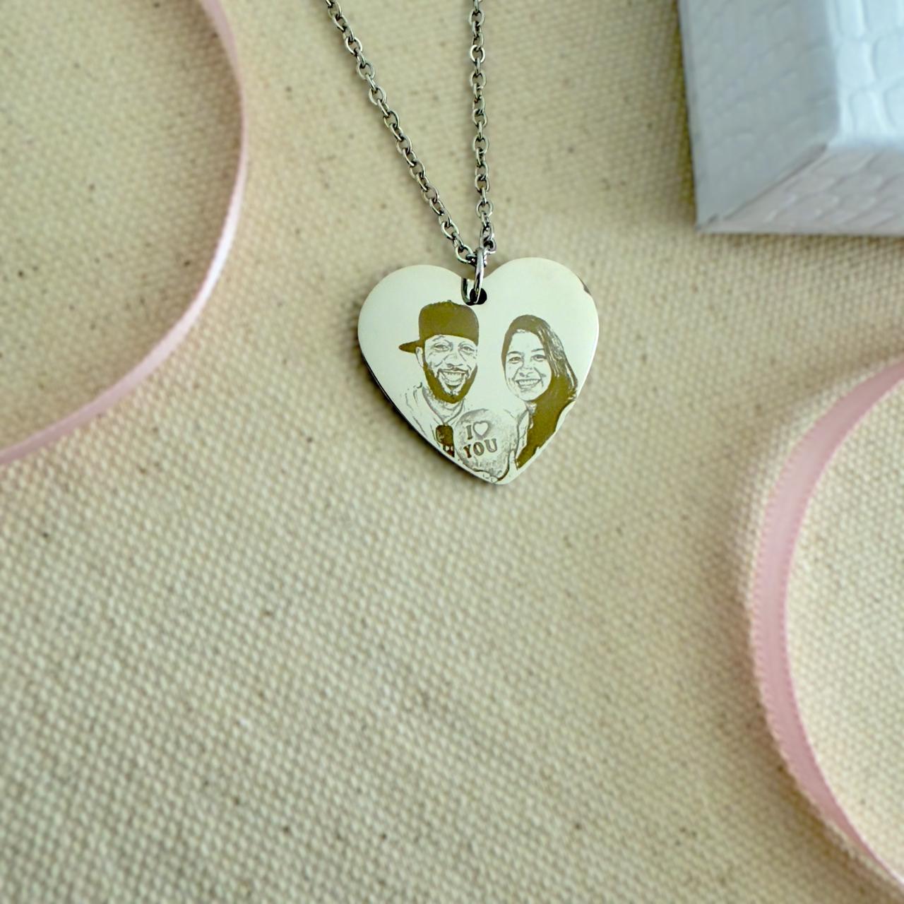 Heart Necklace for your partner  Custom Initials & Message