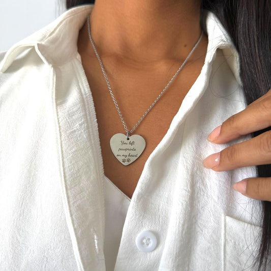 Pet memorial necklace- You Left Pawprints on My Heart
