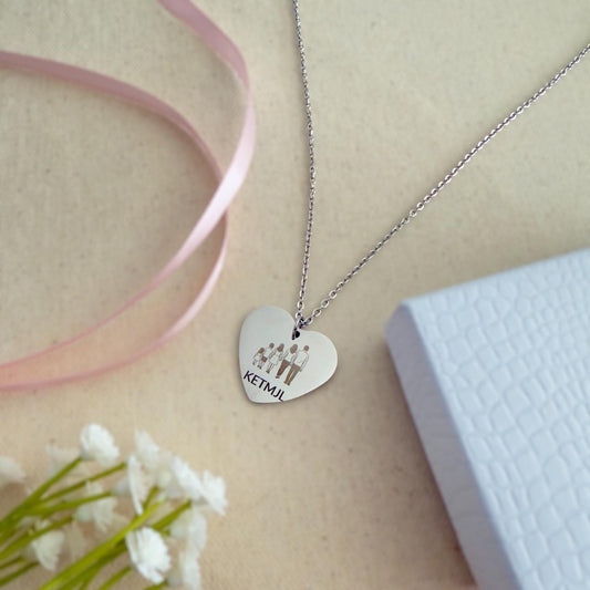 Family Heart Necklace – Custom Silhouette with Initials