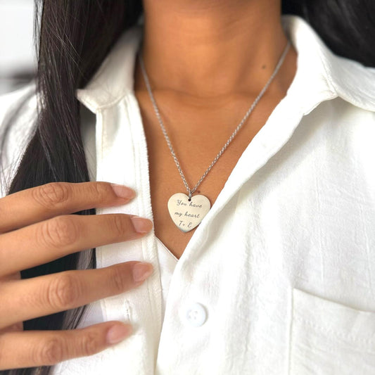 Heart Necklace for your partner  Custom Initials & Message
