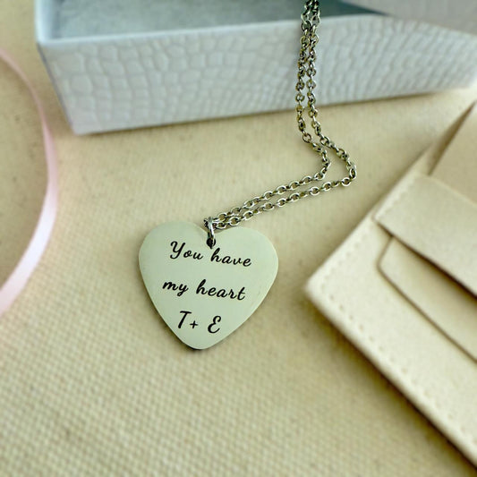 Heart Necklace for your partner  Custom Initials & Message